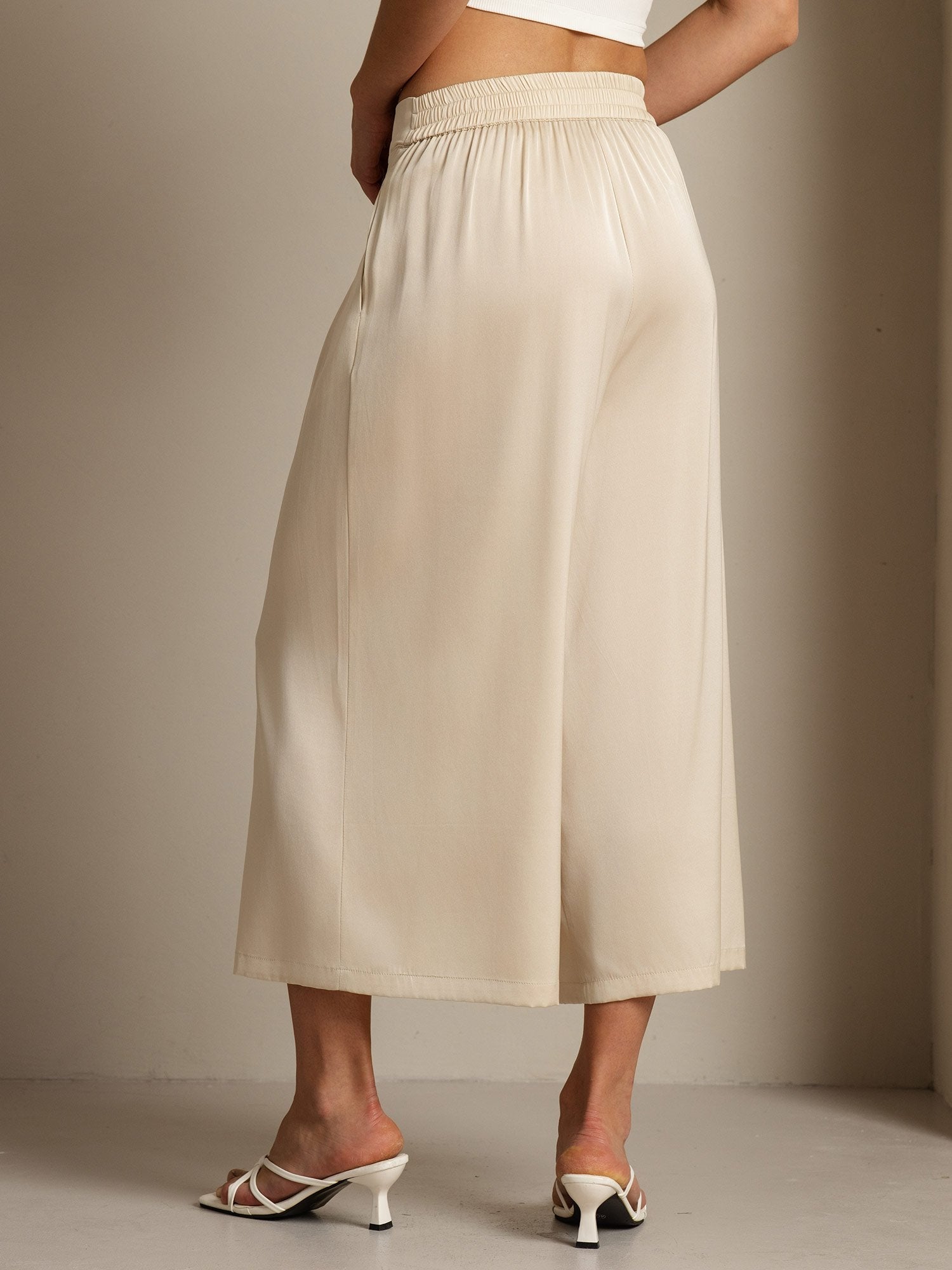 [Beige] SilkSilky-UK 19Momme Silk Womens Pants 002