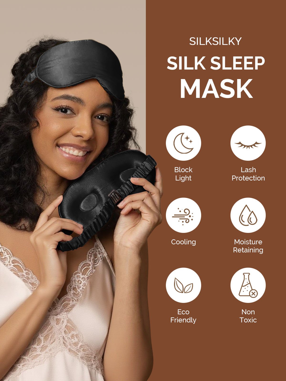 [Black] SilkSilky-UK 22Momme Pure Silk Eye Mask 003