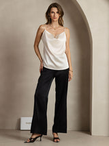 [Light Gray] SilkSilky-UK Spaghetti Strap Cowl Neck Camisole 003