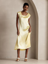 [Light Yellow] SilkSilky-UK Cap Sleeve Dress 005