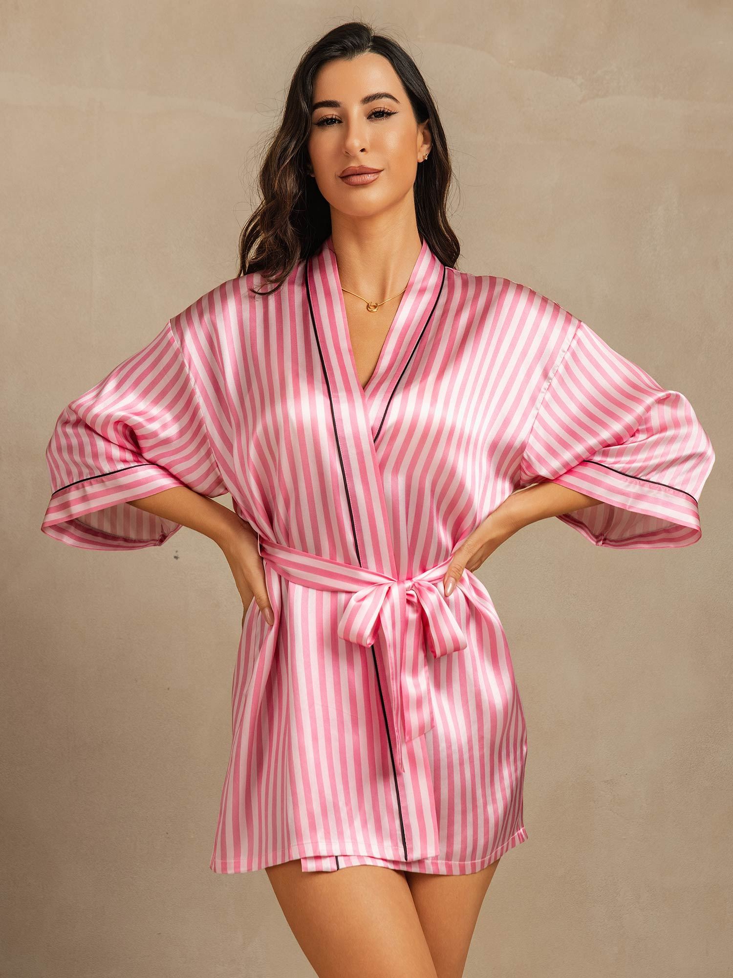 [Pink] SilkSilky-UK Pure Silk Womens Robe 001