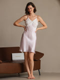 SilkSilky-UK Pure Silk V Neck Dress Pink 005