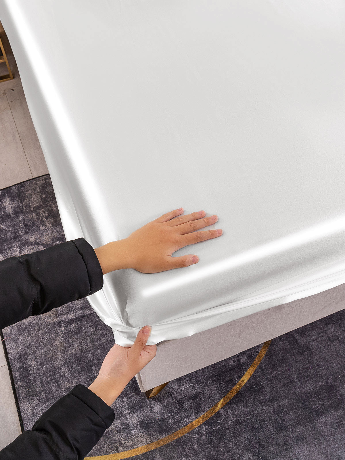 [White] SilkSilky-UK 22Momme Pure Silk Sheet 006