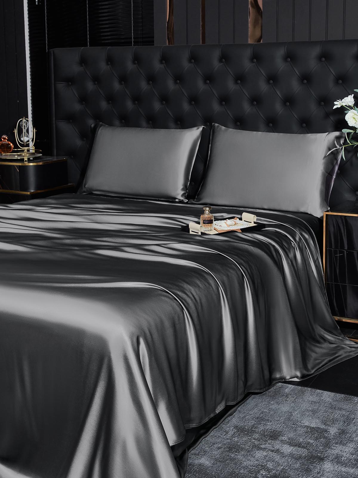 [Dark Gray] SilkSilky-UK 19Momme Bed Linen Set 002