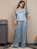 SilkSilky-UK-Pure-Silk-Half-Sleeve-Round-Neck-Women's-Pyjamas-Grayish-Blue-003