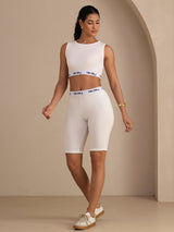 [White] SilkSilky-UK Sleeveless Crew Neck Women's Outfit Sets 007
