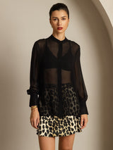 [Black] SilkSilky-UK Pure Silk Split Women's Shirt 001