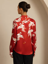 [Wine] SilkSilky-UK Long Sleeve Lapel Collar Women's Shirt 002