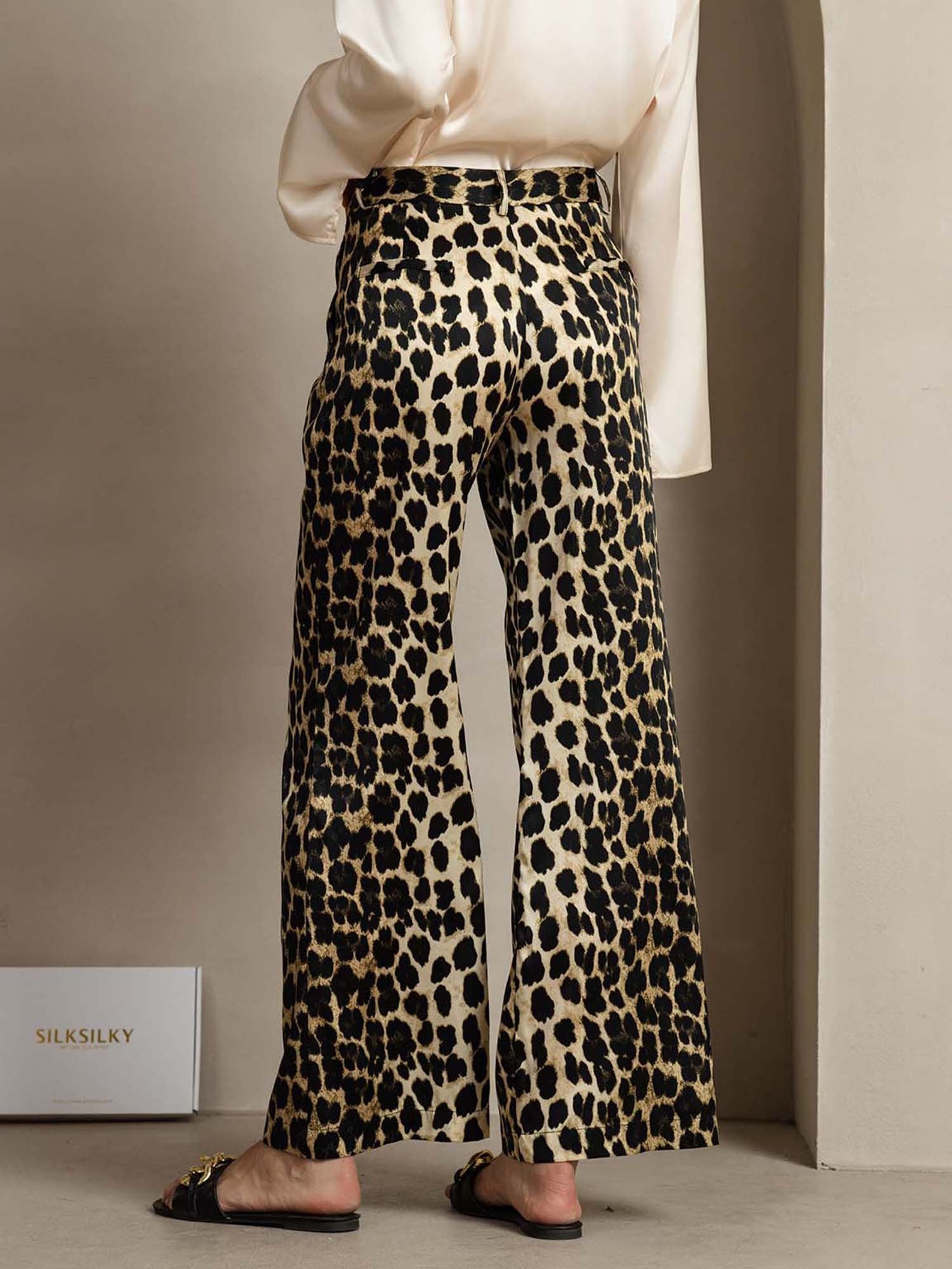 [Leopard] SilkSilky-UK 19Momme Silk Womens Pants 002