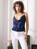 SilkSilky UK Pure Silk Sleeveless Cowl Neck Camisole DarkBlue 003