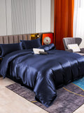 SilkSilky UK 22Momme Pure Silk Bedding Set DarkBlue 002