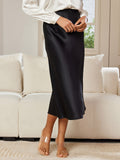 SilkSilky-UK 19Momme Pure Silk Skirt Black 001