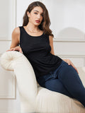 SilkSilky UK Silk Knitted Sleeveless Round Neck Women's T Shirt Black 004