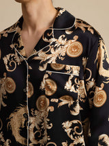 [Black Dragon] SilkSilky-UK Long Sleeve Lapel Collar Men's Pyjamas 004
