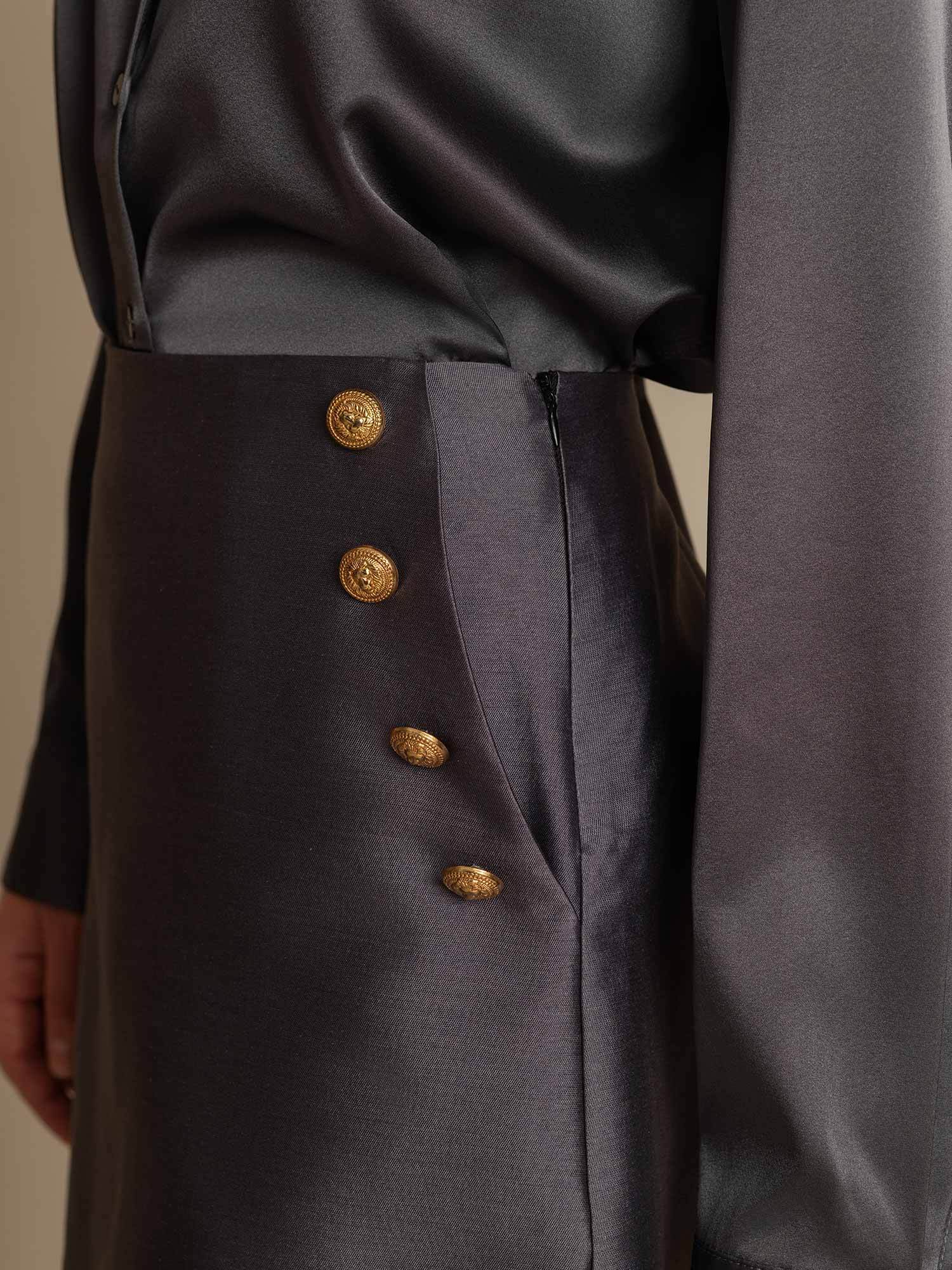 [Gray] SilkSilky-UK 32Momme Silk-Wool Blend Skirt 004,