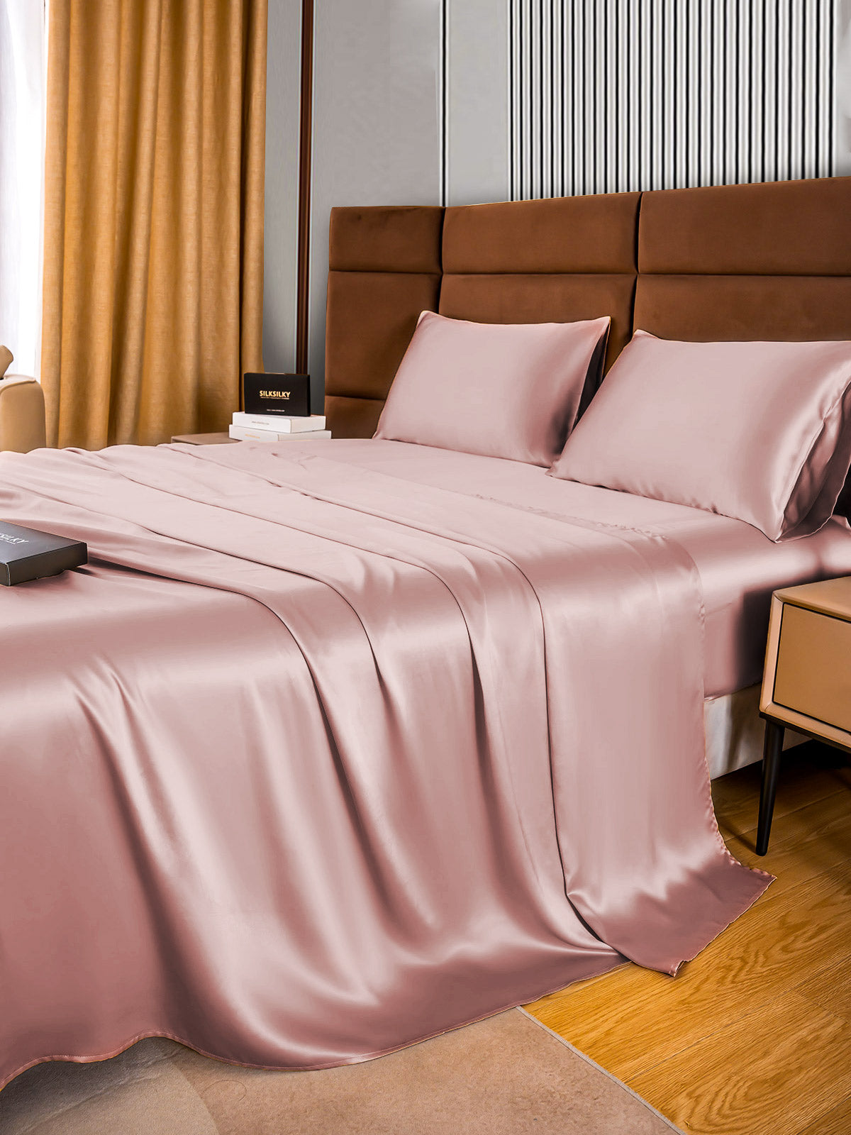 SilkSilky UK 22Momme Pure Silk Bedding Set PaleMauve 003