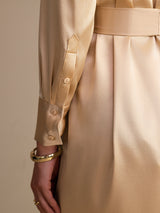 [Champagne] SilkSilky-UK Long Sleeve Lapel Collar Dress 003