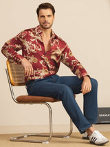 [Wine Dragon] SilkSilky-UK Long Sleeve Lapel Collar Men's Shirt 007