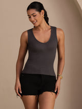 [Gray] SilkSilky-UK Sleeveless Deep V Neck Camisole 001