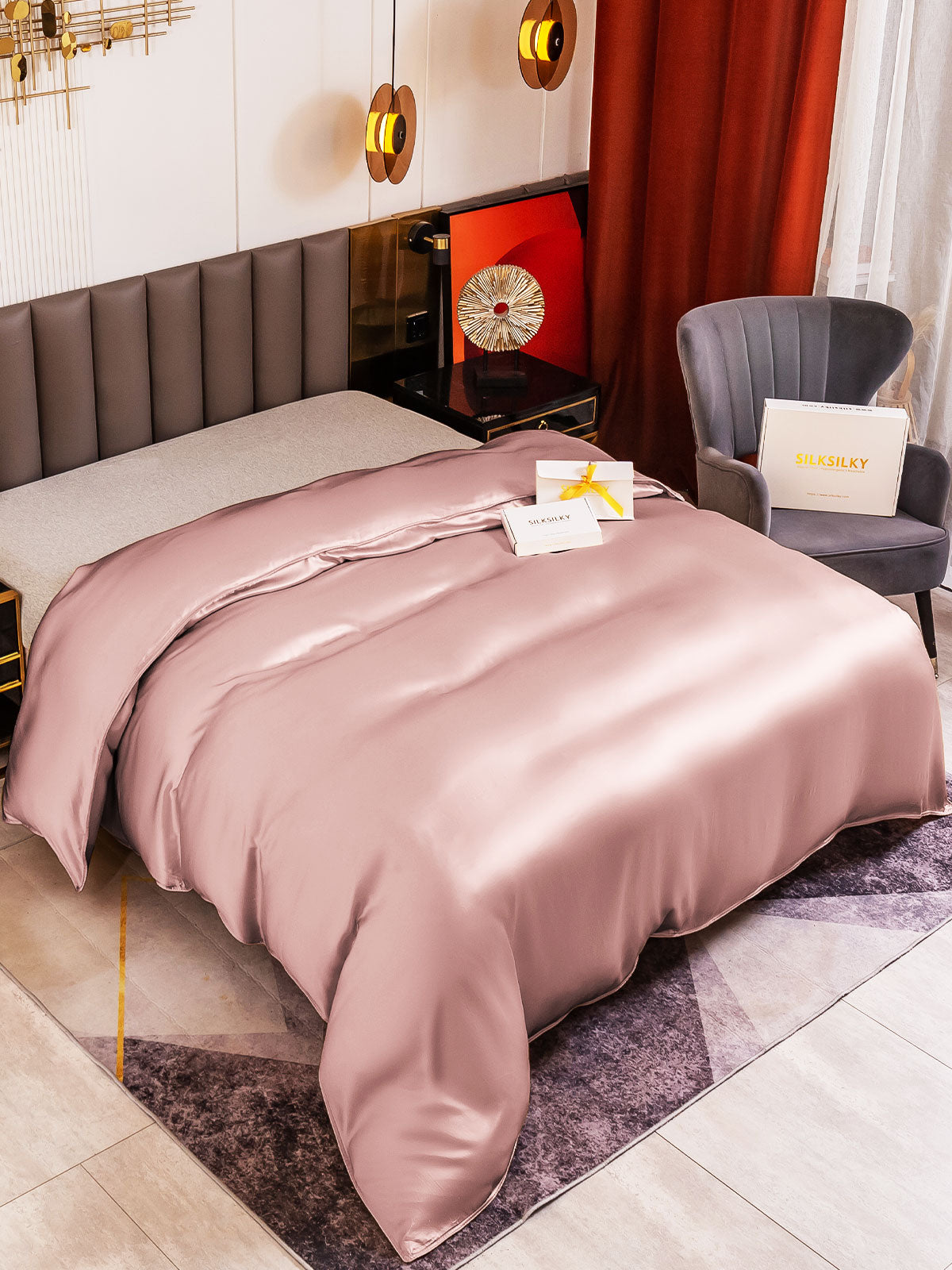 [Pale Mauve] SilkSilky-UK 19Momme Pure Silk Duvet Cover 001