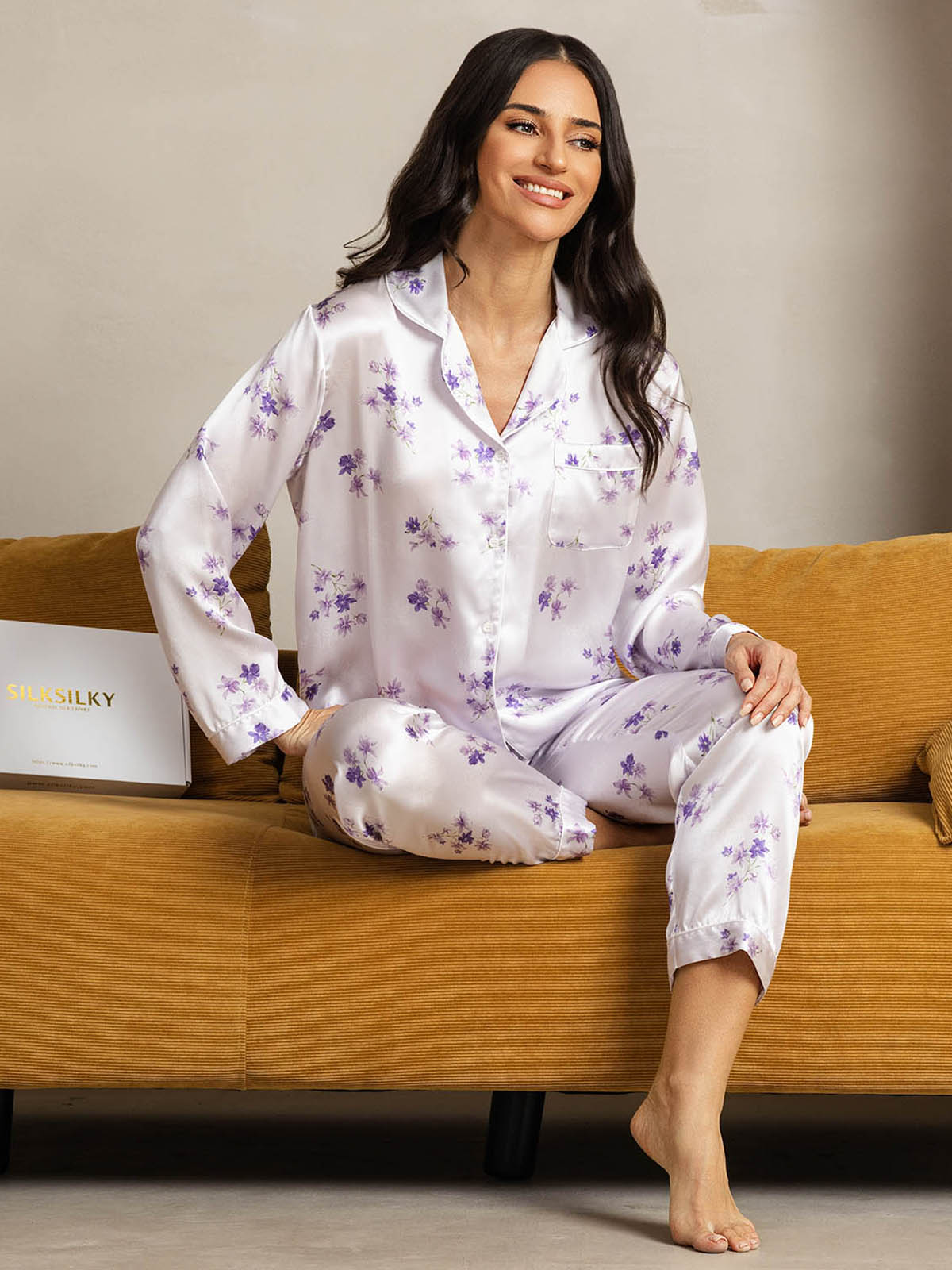 [Lilac Bloom] SilkSilky-UK Pure Silk Womens Pajamas 001