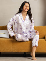 [Lilac Bloom] SilkSilky-UK Pure Silk Notch Collar Women's Pyjamas 001,