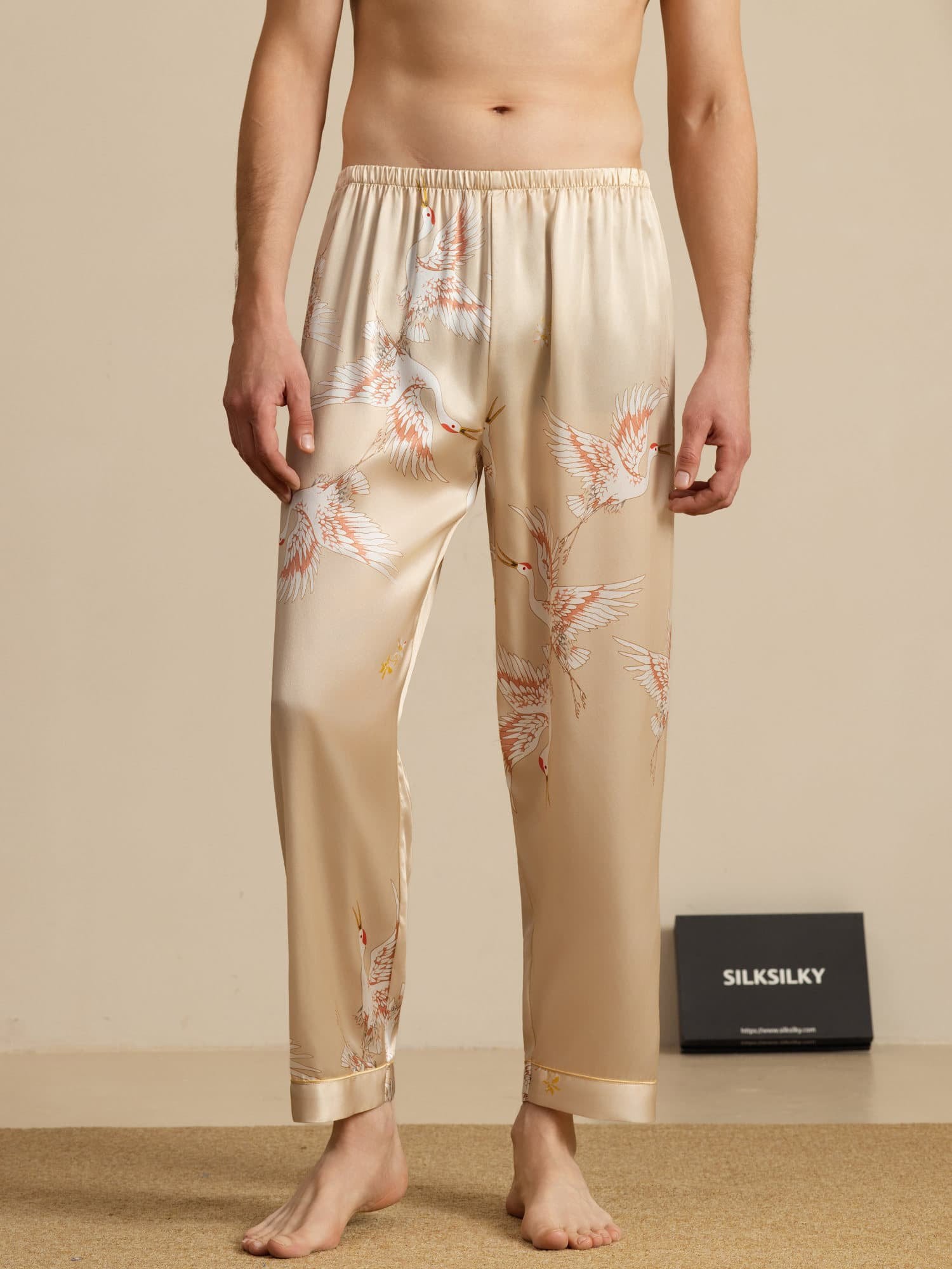 [Champagne] SilkSilky-UK 19Momme Mens Sleep Bottoms 001