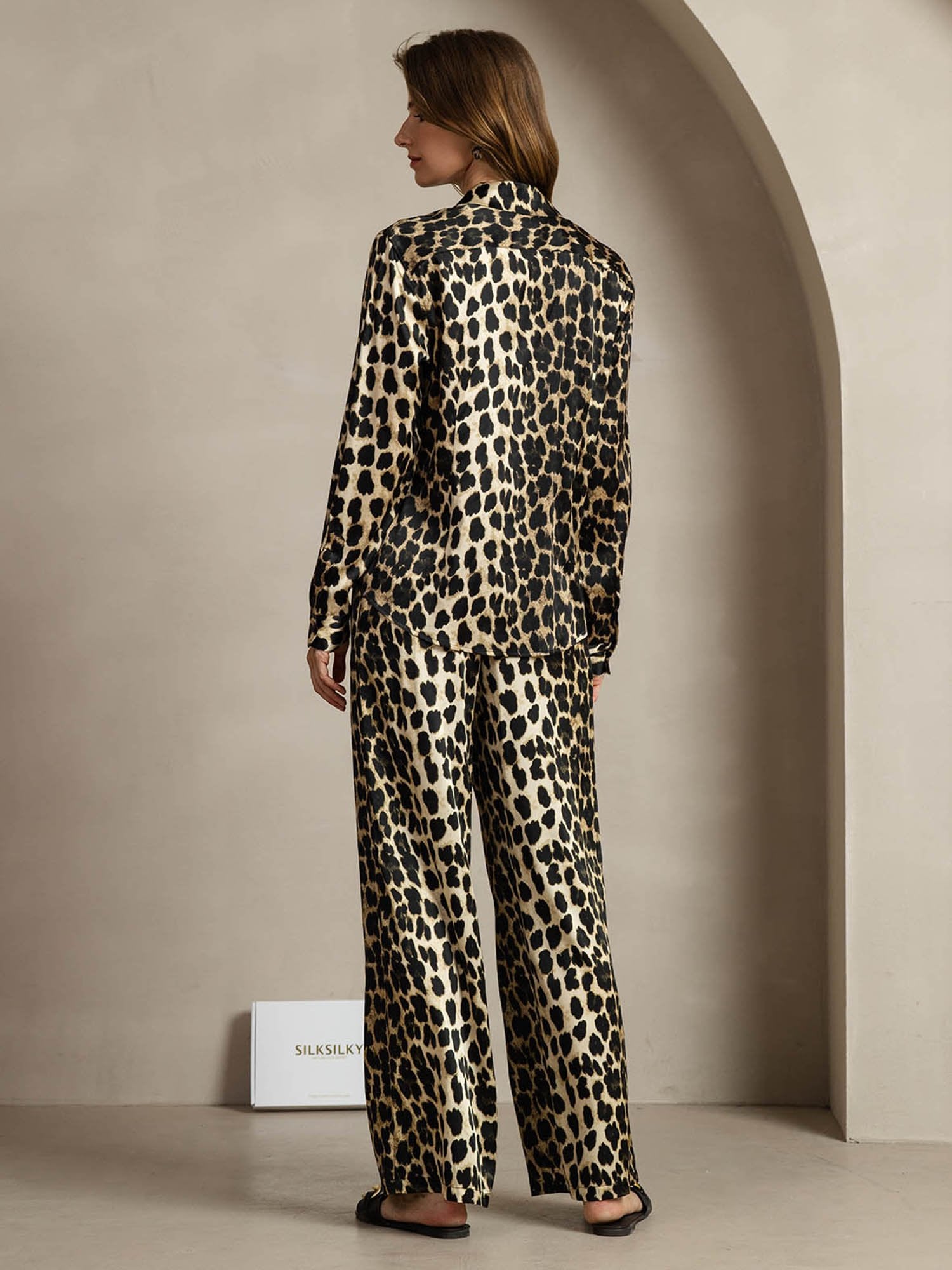 [Leopard] SilkSilky-UK 19Momme Silk Collar Women''s Outfit Sets 002