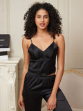 SilkSilky UK Pure Silk V Neck Camisole Black 004