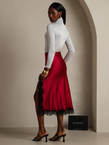 [Wine] SilkSilky-UK 19Momme Silk Split Skirt 002