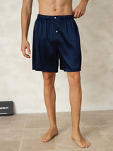 [Dark Blue] SilkSilky-UK Men's Sleep Shorts 001