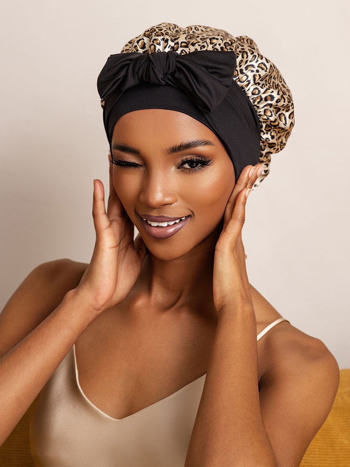 [Leopard] SilkSilky-UK Pure Silk Sleep Cap 004