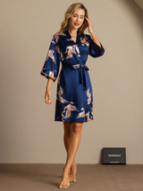 [Dark Blue] SilkSilky-UK 3/4 Sleeve Women's Dressing Gown 005