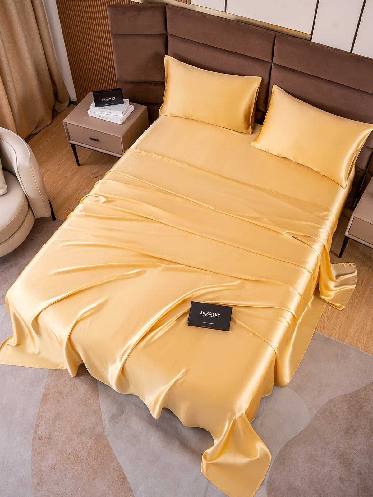 [Champagne] SilkSilky-UK 19Momme Pure Silk Bedding Set 006