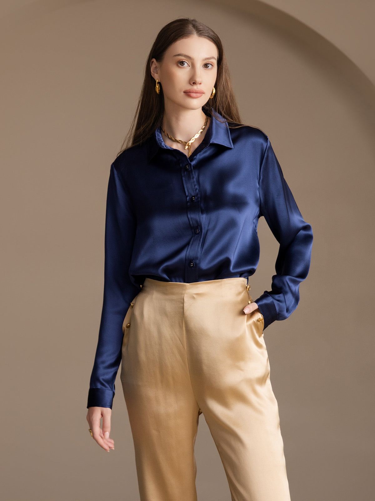 [Champagne] SilkSilky-UK 19Momme Silk Womens Pants 009