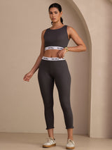 [Gray] SilkSilky-UK Sleeveless Crew Neck Women's Outfit Sets 006