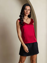 [Wine] SilkSilky-UK Sleeveless V Neck Camisole 005