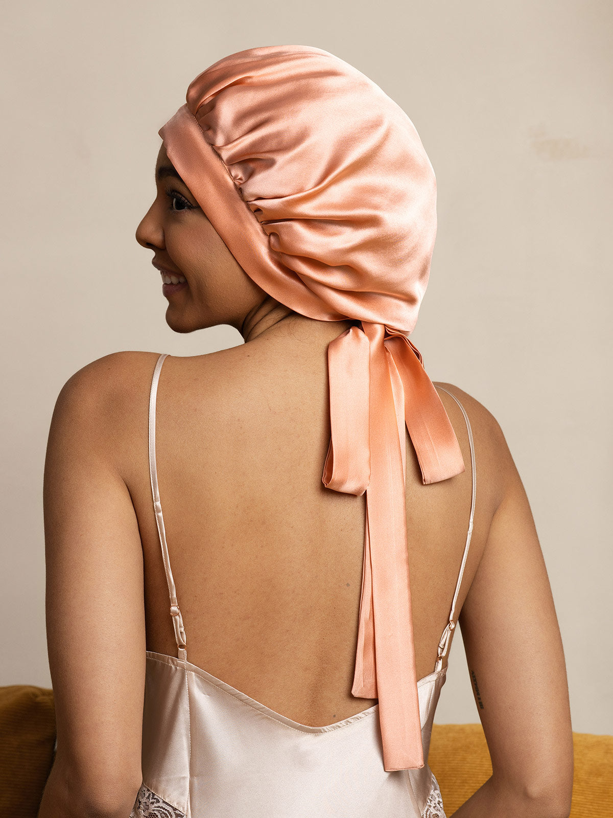 [Coral Pink] SilkSilky-UK Pure Silk Sleep Cap 005