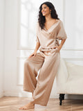 SilkSilky UK Pure Silk Half Sleeve Womens Pajamas Champagne 004