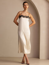[Brown Rice] SilkSilky-UK Spaghetti Strap Square Neck Dress 005