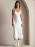 SilkSilky-UK Pure Silk Sleeveless Round Neck Dress White 003