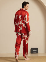 [Wine] SilkSilky-UK Long Sleeve Lapel Collar Men's Pyjamas 002