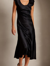 [Black] SilkSilky-UK Cap Sleeve Dress 003