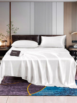[White] SilkSilky-UK 22Momme Pure Silk Bedding Set 001,