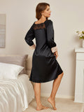 SilkSilky UK Pure Silk Long Sleeve Nightgown Black 002