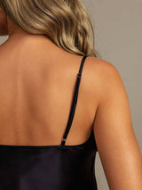 [Black] SilkSilky-UK Spaghetti Strap V Neck Camisole Set 006