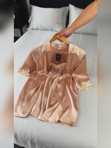 SilkSilky-UK 3/4 Sleeve V Neck Nightdress&Dressing gowns video 001