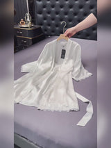 SilkSilky-UK 3/4 Sleeve V Neck Nightdress&Dressing gowns video 001
