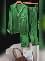 SilkSilky-UK Long Sleeve Lapel Collar Women's Pyjamas video 001