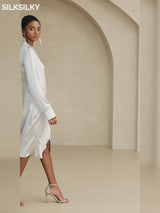 SilkSilky-UK 19Momme Long Sleeve V Neck Dress video 001